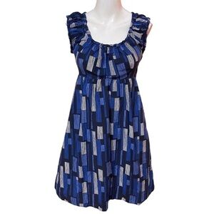 Calvin Klein Geometric A-line Dress Black Blue Mini Size 2
